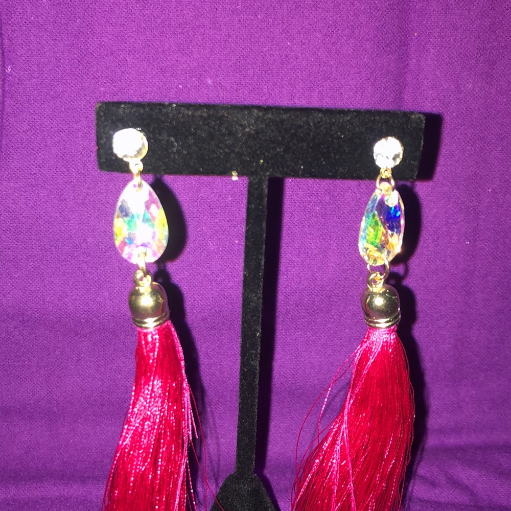 Donated! Red Tassel Earrings - Picture 2 of 3